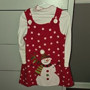 Festive Red Polka Dot Snowman Dress